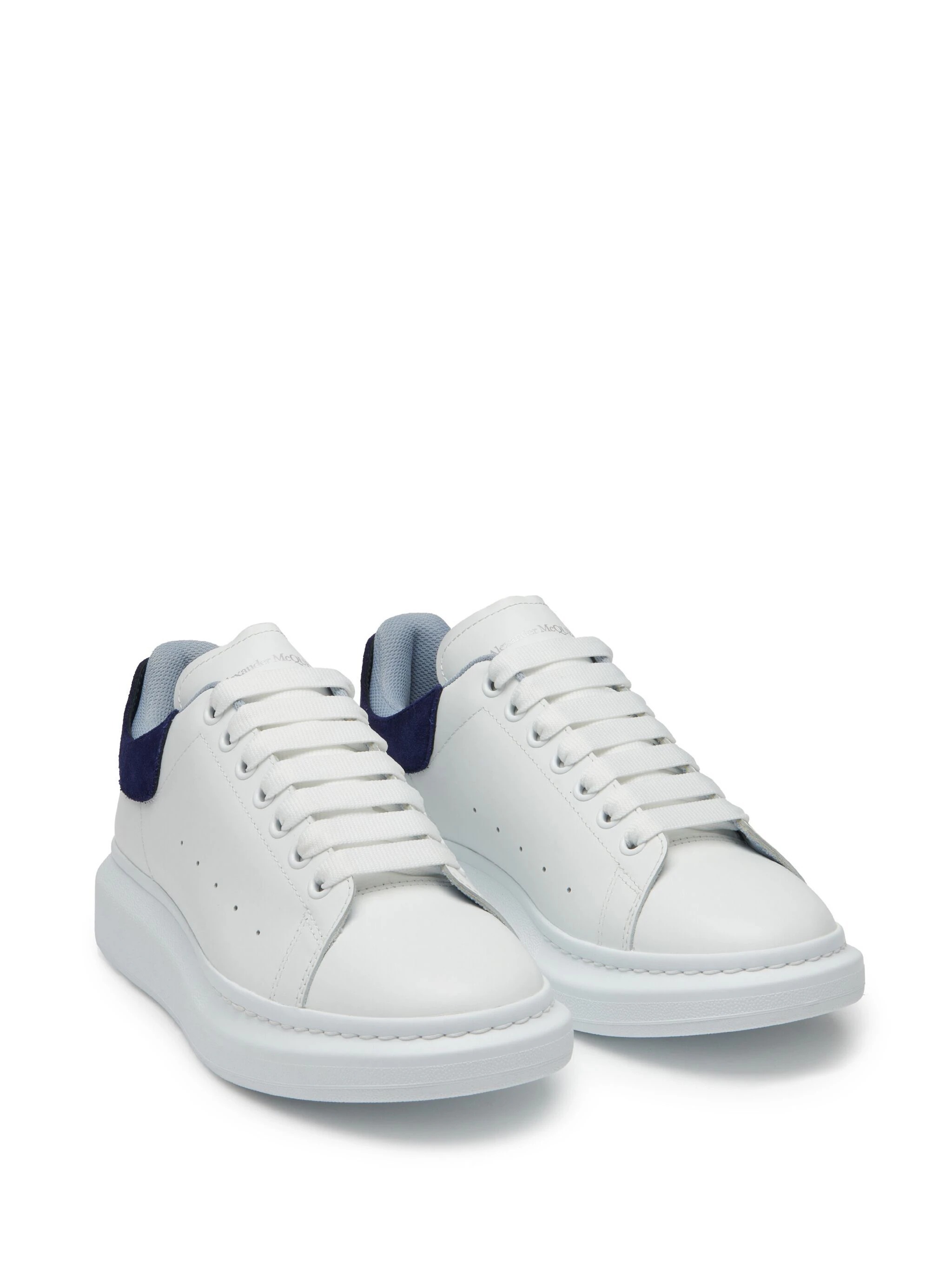 White Oversized Sneakers With Navy and Light Blue Details